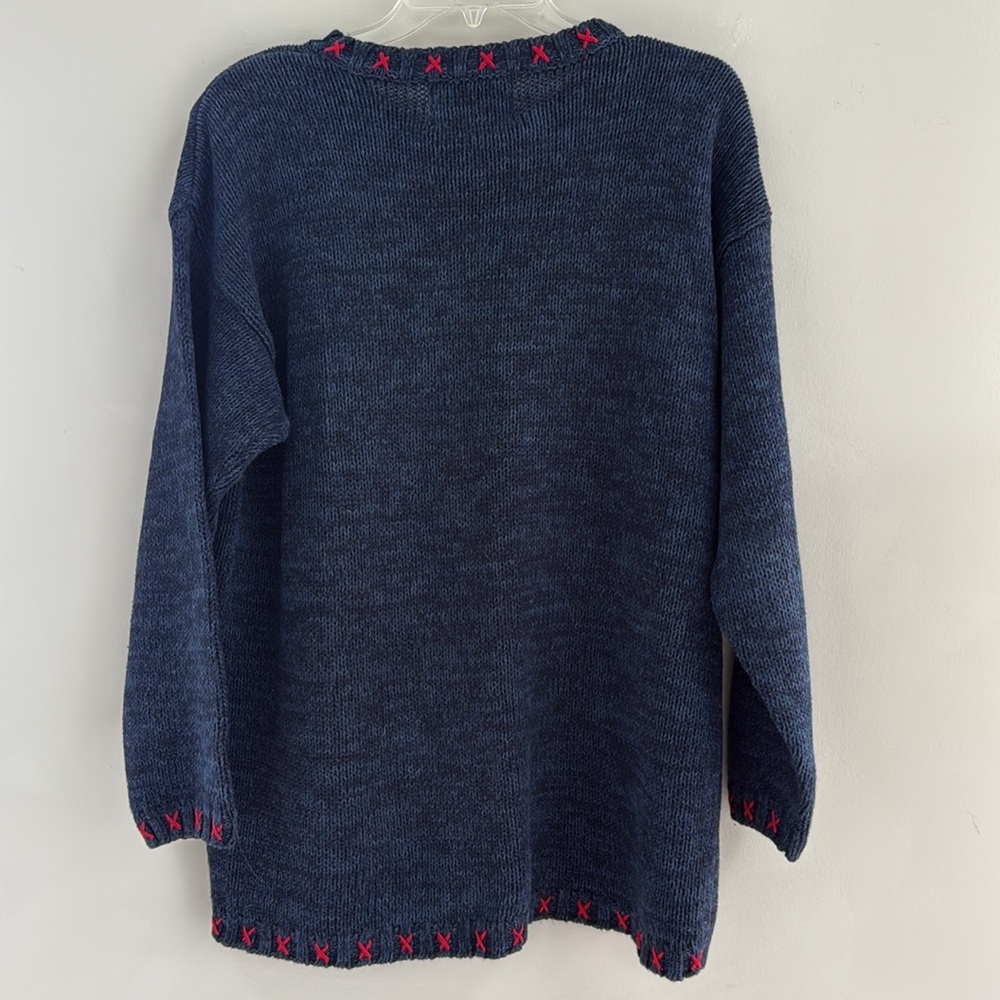 BEAUTIFUL Vintage Tiara Blue Snowman Sweater - Size M - Excellent Condition - Picture 6 of 8